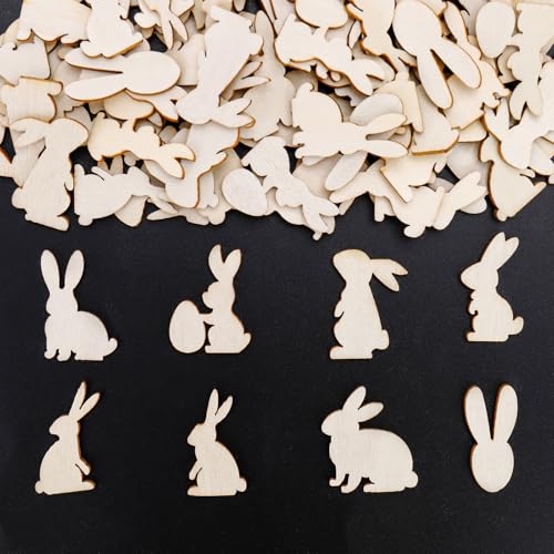 ALEGRE® Ostern Deko Streudeko Holz,100 Stück Tischdeko Ostern Konfetti,Happy Easter Tischdeko,Holzdeko Osterkonfetti,Ostern Dekoration Confetti,Ostern Geschenke Basteln,Ostern DIY Supplies,Hasen Deko von ALEGRE