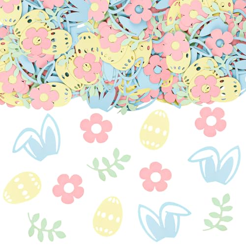 ALEGRE® Tischdeko Ostern Deko Konfetti, 100 Stück Streudeko Ostern, Happy Easter Tischdeko, Ostern Dekoration Confetti, Ostern Geschenke Basteln, Ostern DIY Supplies, Blumen, Hasen, Eier Deko von ALEGRE