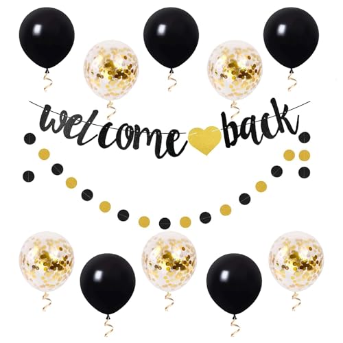 ALEGRE® Welcome Back Deko Ballon,Girlande Willkommen Zuhause Deko,Welcome Home Deko Set mit Welcome Back Banner und Konfetti Luftballons,Willkommen Deko für Babyshower,Familie Party,Einweihungs Party von ALEGRE