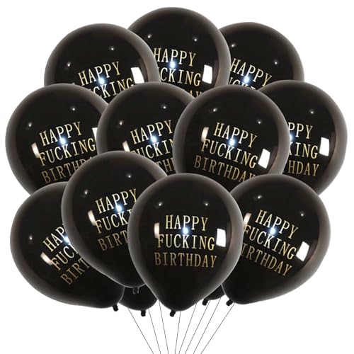 ALEGRE Latex Luftballons Geburtstag, 20 Stück Happy Birthday Ballon Schwarz, Happy Birthday Luftballon Geburtstag Deko, Geburtstagsballon für Kinder, Erwachsene, Mädchen und Junge Geburtstagspartys von ALEGRE