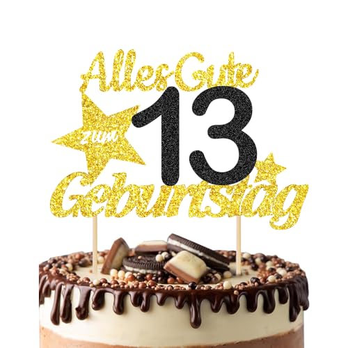 ALEGRE Alles Gute zum Geburtstag Torten Deko Gold 13-90 Jahrestag (13. Geburtstag) von ALEGRE