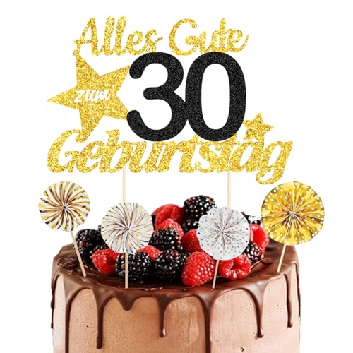 ALEGRE® Torten Deko 30 Geburtstag Mann Frau, 5 Stück Tortendeko Geburtstag 30, Kuchendeko 30 Geburtstag Deko, Alles Gute zum Geburtstag 30,30. Geburtstag Männer Frauen Kuchen Deko,Cake Topper 30 Jahre von ALEGRE