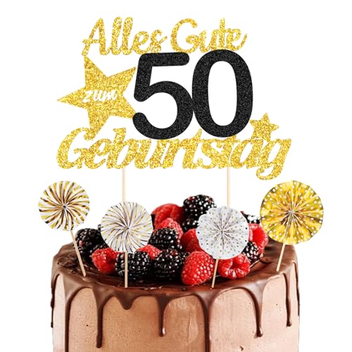 ALEGRE® Torten Deko 50 Geburtstag Mann Frau, 5 Stück Tortendeko Geburtstag 50, Kuchendeko 50 Geburtstag Deko, Alles Gute zum Geburtstag 50,50. Geburtstag Männer Frauen Kuchen Deko,Cake Topper 50 Jahre von ALEGRE