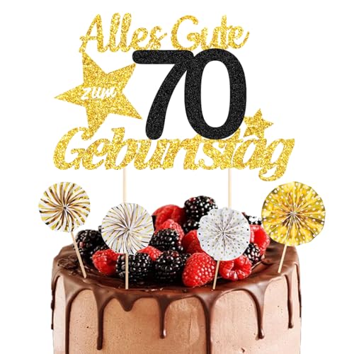 ALEGRE® Torten Deko 70 Geburtstag Mann Frau, 5 Stück Tortendeko Geburtstag 70, Kuchendeko 70 Geburtstag Deko, Alles Gute zum Geburtstag 70,70. Geburtstag Männer Frauen Kuchen Deko,Cake Topper 70 Jahre von ALEGRE