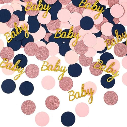 ALEGRE® Babyparty Deko Konfetti, 100 Stück Gender Reveal Party Deko Confetti, Oh Baby Deko Junge Mädchen, Streudeko Babyshowerparty Deko, Babyparty Tischdeko, Glitzer Confetti für Baby Shower Deko von ALEGRE