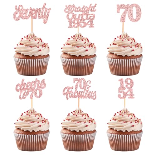 ALEGRE Straight Outta 1954 Tortendeko 70 Geburtstag Frau Mann,Glitter Cupcake Topper 70 Geburtstag Deko Kuchen,Geburtstagsdeko 70 von 1954 für Deko zum 70 Geburtstag,Muffin Deko Geburtstag 70 von ALEGRE