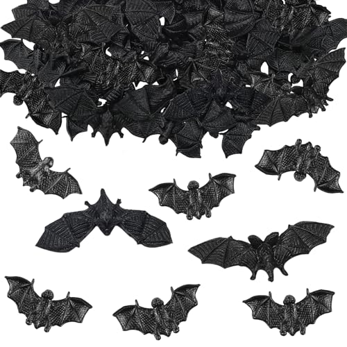 ALEGRE Halloween Fledermaus Deko Groß 4-6cm, 2 Größen Streudeko Fledermaus, 50 Stk Fledermäuse Halloween Deko Innen Outdoor,Schwarz Fledermaus Horror Deko,Halloween Tischdeko Konfetti Party Dekoration von ALEGRE