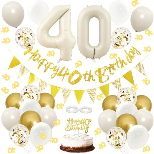 ALEGRE Luftballons 40 Geburtstag Frauen Männer Deko, Deko 40. Geburtstag Frauen Männer Kuchen,Deko 40 Geburtstag Frau,Konfetti 40 Geburtstag Deko Set,Girlande 40. Geburtstag Deko,40er Geburtstagsdeko von ALEGRE