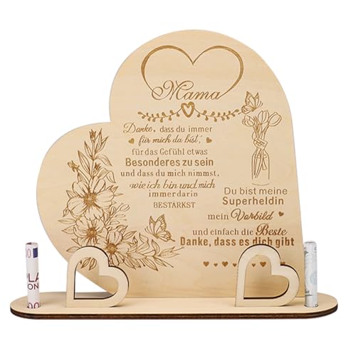 ALEGRE Holz Muttertagsgeschenke für Mama, Muttertagsgeschenk Personalisiert, Beste Mama Geschenk Holzschild, Geschenke für Mama Herzförmiges, Geburtstagsgeschenk für Mama Oma,Besondere Mutter Geschenk von ALEGRE