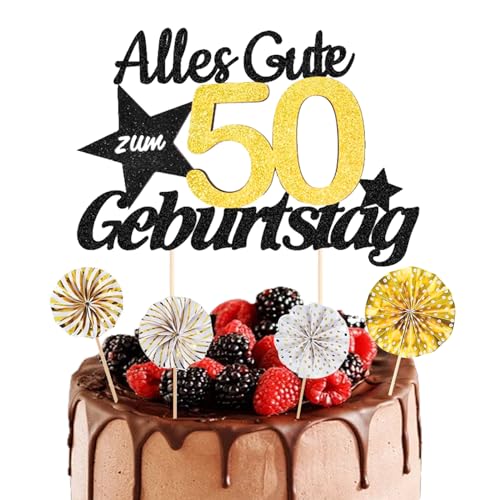 ALEGRE® Torten Deko 50 Geburtstag Mann Frau, 5 Stück Tortendeko Geburtstag 50, Kuchendeko 50 Geburtstag Deko, Alles Gute zum Geburtstag 50,50. Geburtstag Männer Frauen Kuchen Deko,Cake Topper 50 Jahre von ALEGRE