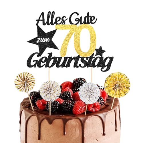 ALEGRE® Torten Deko 70 Geburtstag Mann Frau, 5 Stück Tortendeko Geburtstag 70, Kuchendeko 70 Geburtstag Deko, Alles Gute zum Geburtstag 70,70. Geburtstag Männer Frauen Kuchen Deko,Cake Topper 70 Jahre von ALEGRE