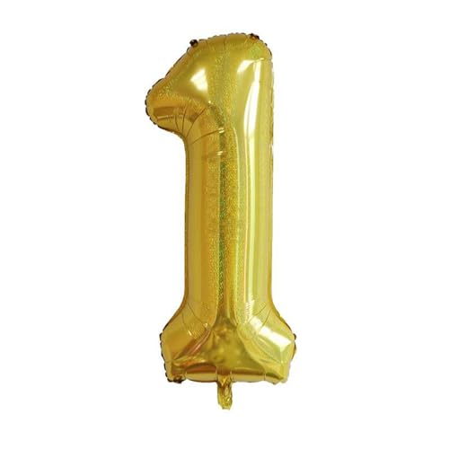 ALEGRE Zahlen Luftballon 1. Geburtstag, Gold Folienballon 1 Geburtstag Deko, XXL Zahlenballon Happy Birthday Ballon 1 Geburtstag, Kindergeburtstag Deko Balloon,Helium Ballons für Geburtstag Party Deko von ALEGRE