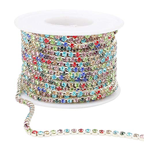 10mx3mm Strassband Rhinestones Strasssteine zum Aufnähen Strass Borte Band Strassband Glitzerband Basteln für Schmuck Machen Nähen Handwerk DIY Hochzeit Deko, Farbe von ALEXCRAFT