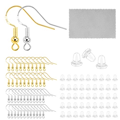 ALEXCRAFT Gold and Silber Ohrringe Selber Machen Set Ohrring Haken 925 Sterling Silber Ohrringe Basteln Set für DIY Ohrhänger Schmuckherstellung Ohring Zubehör 60 Stück von ALEXCRAFT