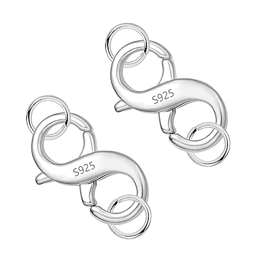 Sterling Silber 925 Kettenverschluss, ALEXCRAFT 2 Stück Silber Doppel Karabinerverschluss Schmuckverschluss Hummerschere Verschluss für Halskette Armband Kettenanhänger Zubehör Schmuckherstellung von ALEXCRAFT