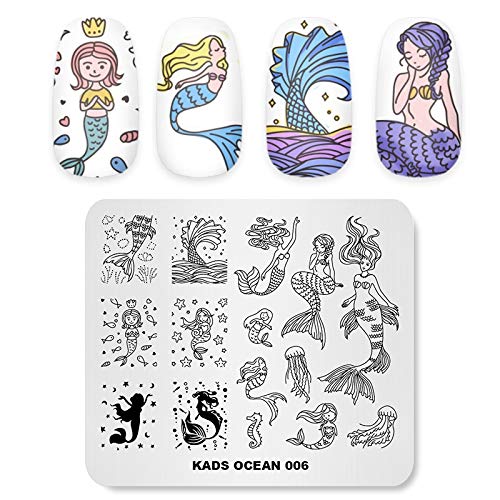 Stamping Platten Nail Art Vorlage Jigs Maniküre Ocean Mermaid Quallen Seepferdchen Multi-Pattern Design Stamping Image Stencil Tools Nail Art von ALEXNAILART