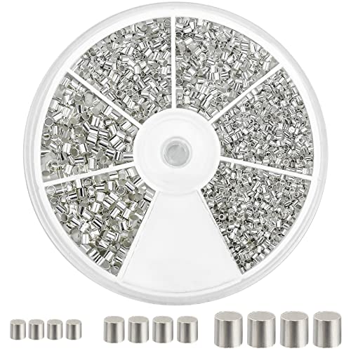 3153 Stück Quetschperlen Silber Crimp Beads 1-2 mm Tube Crimp Perlen Kupferrohr Crimp Perlen Rohr Perlen für DIY für Armbänder Perlen Basteln Schmuckherstellung und Makramee Wandbehang von ALFFREUDE