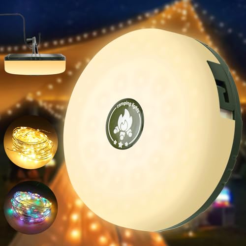 ALFFREUDE Camping Lichterkette Aufrollbar 4-in-1 Aufrollbare Lichterkette Tragbare Lichterkette Camping mit 8 Beleuchtungsmodi Wasserdicht Campinglampe Outdoor LED Lichterkette für Camping Hof Party von ALFFREUDE