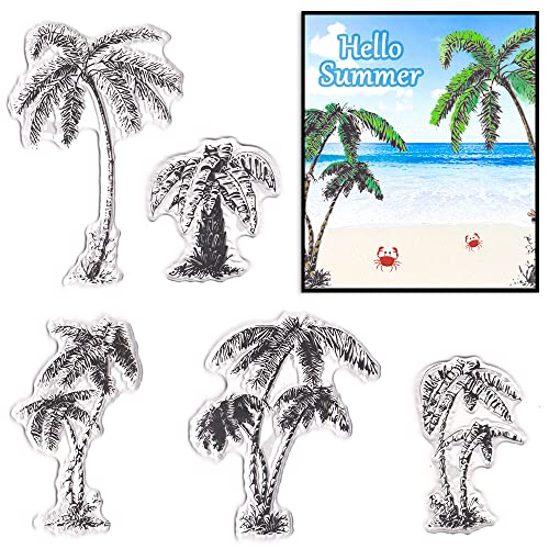 ALIBBON Coconut Tree Clear Stamps for Card Making and Photo Album Decorations, Summer Tree Stamps, Palm Tree Transparent Silicone Stamps for Crafting and DIY Scrapbooking von ALIBBON