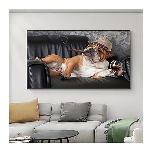 ALIEDA 5D Diamant Painting Bilder Französische Bulldogge Rauchen Diamant DIY Diamond Painting Set Strass Stickerei Kreuzstich Handwerk Dekor (Size : 50x70cm) von ALIEDA