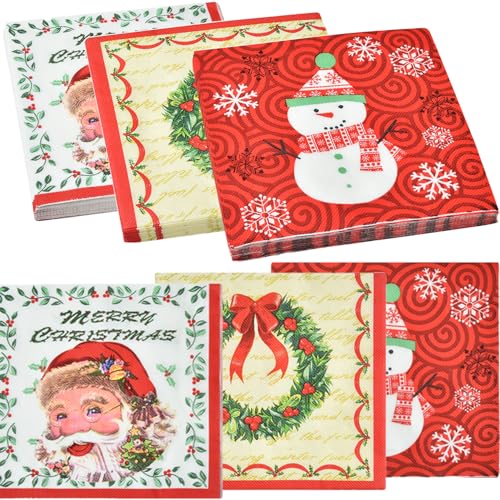 Servietten 3-lagig (33 x 33 cm)-60 Stück,Servietten Weihnachten,Perfekt für Weihnachten, Winter, Feiertage,Heiligabend Tischdekoration,Winter Papierserviette von ALINK