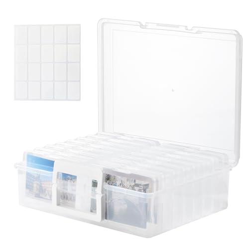 ALINK Fotoaufbewahrungsbox 10 x 15 cm Fotoetui, 16 innere Fotohalter, durchsichtige Fotoboxen zur Aufbewahrung, Foto-Organizer aus Kunststoff für Saatgut, Karten, Handwerk, Aufkleber-Clear von ALINK