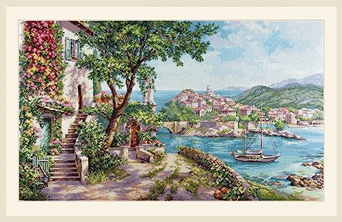 ALISA Azure Coast – Sea View Cross-Stitch Kit on Aida 16 Count Canvas, Italian Landscape, Cross Stitch Kit by 3-32 von ALISA