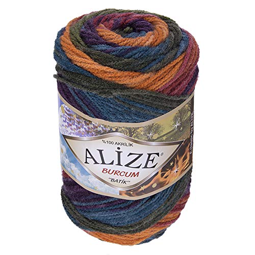 500g Strick-Garn ALIZE BURCUM Batik Strick-Wolle Handstrickgarn, Farbe wählbar, Farbe:4827 von ALIZE BURCUM