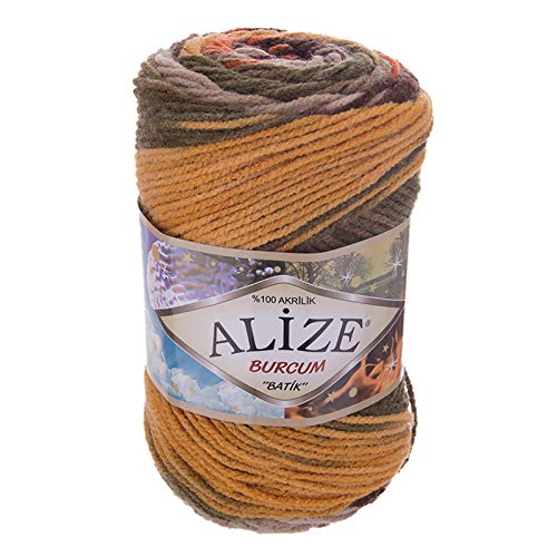 500g Strick-Garn ALIZE BURCUM Batik Strick-Wolle Handstrickgarn, Farbe wählbar, Farbe:6060 von ALIZE BURCUM