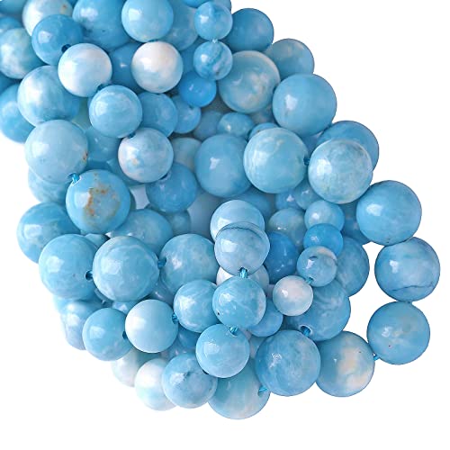 10 mm, 36 Stück natürliche blaue Larimar-Edelstein-Kristallperlen für Schmuckherstellung, DIY-Armbänder von ALJXMNASFSS1