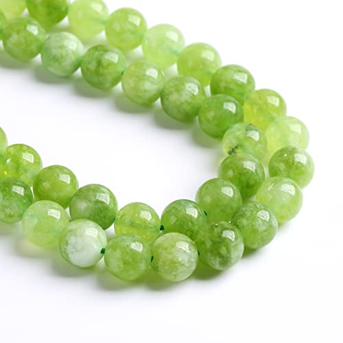 10 mm, 36 Stück natürliche grüne Peridot-Jadequarz-Perlen für Schmuckherstellung, DIY-Armband, Kristall, 1 Strang von ALJXMNASFSS1