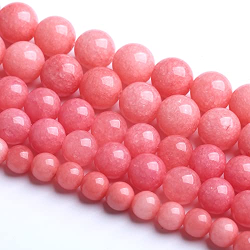 10 mm 36 Stück Naturstein-Perlen, rosafarbene Jadeperlen, Rhodochrosit, Chalcedon, Perlen für Schmuckherstellung, DIY-Armband, 1 Strang von ALJXMNASFSS1