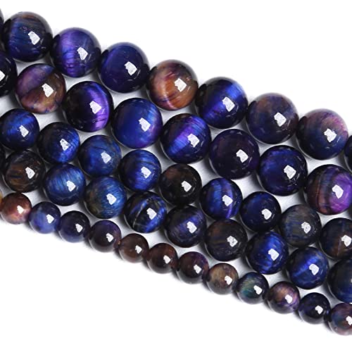 10 mm 36 Stück violette Tigeraugen-Galaxie-Steinperlen, Abstandshalter, lose Perlen für Schmuckherstellung, DIY-Armband, 1 Strang, 38,1 cm von ALJXMNASFSS1