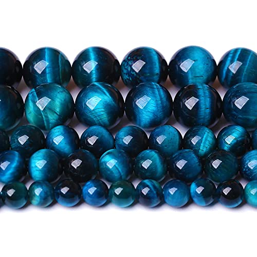 10 mm blaue Tigeraugen-Perlen, Naturstein, Edelstein-Abstandshalter, lose Perlen für Schmuckherstellung, DIY-Armband, Halbedelperlen, Strang, 38,1 cm, 36 Stück von ALJXMNASFSS1