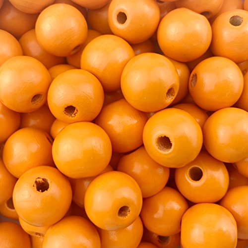 100 orangefarbene runde Holzperlen mit 4,2 mm Loch, 16 mm oder 5/8 Zoll von ALJXMNASFSS1