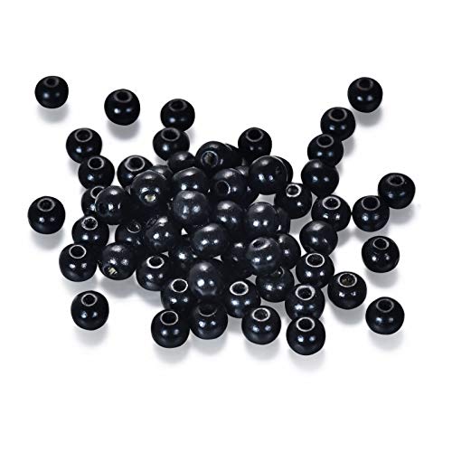 1000 Stück 6 mm schwarze Holzperlen, lose Abstandshalter für Armbänder, Halsketten, Schmuck und Bastelarbeiten, 2 mm Loch von ALJXMNASFSS1