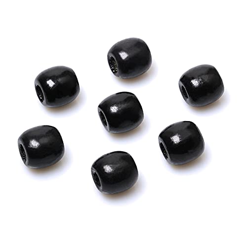 110 schwarze Holzperlen mit 8 mm großem Loch, 17 x 16 mm Holzperlen, Ahorn-Abstandshalter, runde Makramee-Perlen für Schmuck, DIY, Basteln von ALJXMNASFSS1