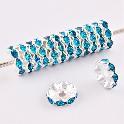 12 mm Strassperlen für Stiftherstellung, 100 Stück, Aquamarin-Weltraumperlen für Stifte, Diamant-Kristallperlen für Perlenstifte, DIY, Armband, Schmuckherstellung, Bastelbedarf von ALJXMNASFSS1