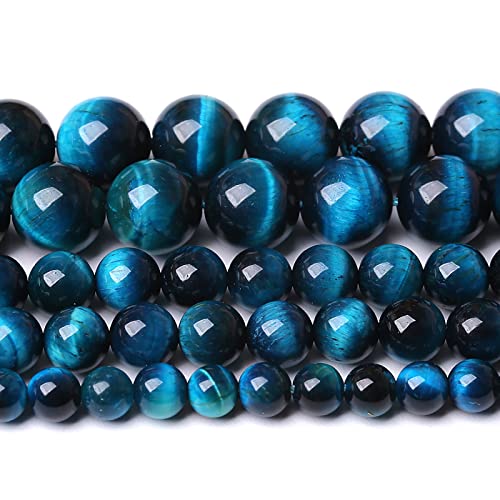 12 mm blaue Tigeraugen-Perlen, Naturstein, Edelstein-Abstandshalter, lose Perlen für Schmuckherstellung, DIY-Armband, Halbedelperlen, Strang, 38,1 cm, 32 Stück von ALJXMNASFSS1