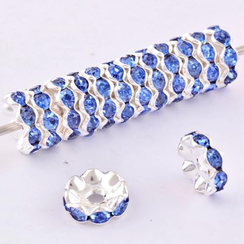 12 mm große Strassperlen zur Stiftherstellung, 100 Stück, L.Saphir-Wellen-Weltraumperlen für Stifte, Diamant-Kristallperlen für Perlenstifte, DIY, Armband, Schmuckherstellung, Bastelbedarf von ALJXMNASFSS1