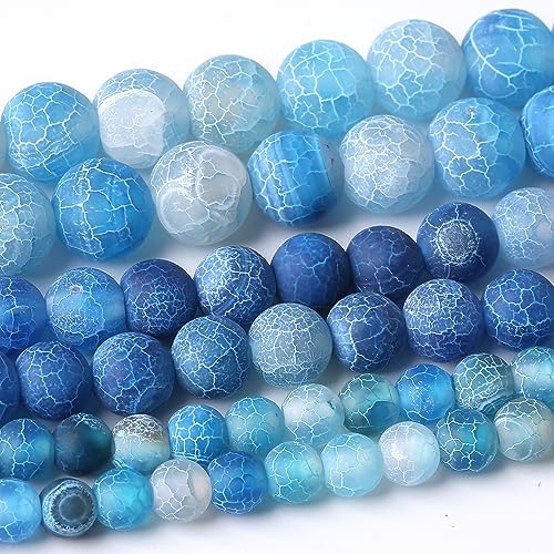 12 mm verwitterte blaue Achat-Perlen, runde lose Perlen, natürliche Edelsteinperlen, Kristall-Energiesteinperlen für Schmuckherstellung, DIY, Armband, Halskette von ALJXMNASFSS1