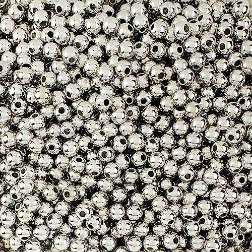 1200 Stück Acryl Perlen Rund Silber 6mm Ø mit 1mm Loch von ALJXMNASFSS1