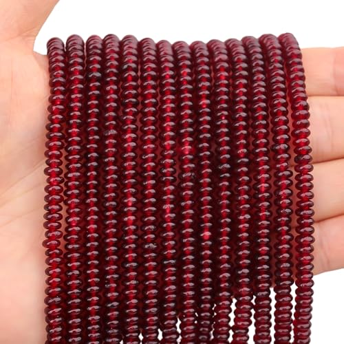 150 Stück natürliche Granat-Rondelle-Perlen, 2 x 4 mm, natürliche Abakus-Scheibensteinperlen, lose Abstandshalter, Edelsteinperlen für DIY-Armbänder, Halsketten, Schmuckherstellung von ALJXMNASFSS1