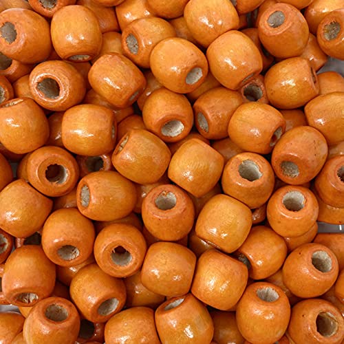 150 orangefarbene Holzperlen, 17 mm x 14 mm Durchmesser, 8 mm großes Loch von ALJXMNASFSS1