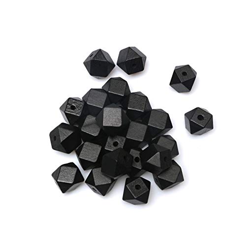 20 mm schwarze geometrische Holzperlen mit 4 mm Loch, Abstandshalter für Mcrame/Perlengirlande/Bauernhausdekor/Schmuckherstellung, 30 Stück von ALJXMNASFSS1