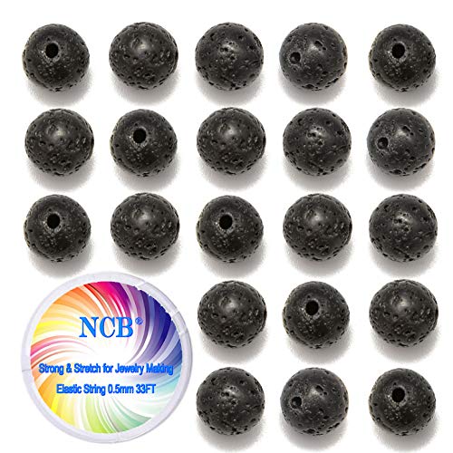 200 Stück 8 mm Natura schwarze vulkanische Lava-Edelsteine, runde Abstandshalter, lose Perlen für Schmuckherstellung, mit Kristall-Stretchschnur (schwarze Vulkan-Lava, 8 mm, 200 Perlen) von ALJXMNASFSS1