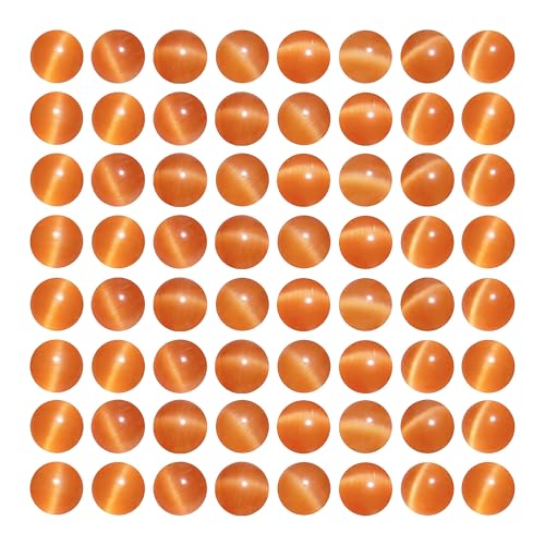 35 x orangefarbene Katzenaugen-Steinperlen, 10 mm, runde Kristall-Perlen für Schmuckherstellung, DIY-Armbänder, Halsketten, Zubehör von ALJXMNASFSS1