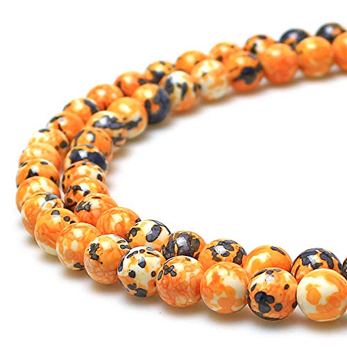 5A glatte runde Regenblumensteine, Perlen, DIY-Armband, Schmuckherstellung, 8 mm, Orange-Grau von ALJXMNASFSS1