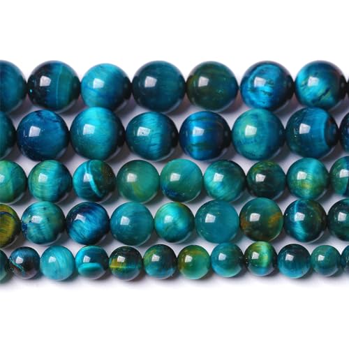 6 mm, 60 Stück Pfauenblaue Tigeraugen-Steinperlen, natürliche Kristall-Abstandshalter, lose Perlen für Schmuckherstellung, DIY-Armband, Halbedelstein, 1 Strang, 38,1 cm von ALJXMNASFSS1