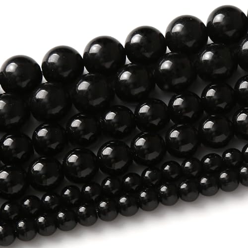 6 mm glatte schwarze Achat-Perlen, runde lose Perlen, natürliche Edelsteinperlen, Kristall-Energiesteinperlen für Schmuckherstellung, DIY, Armband, Halskette von ALJXMNASFSS1